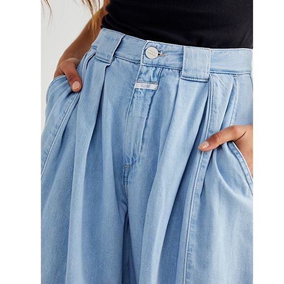 New Free People x Closed Ivo Jeans $345 SIZE 32 Light Blue Straight Wide-Leg - Picture 4 of 6